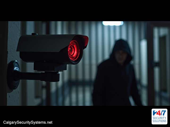 Security system deterrence — visible cameras and sensors